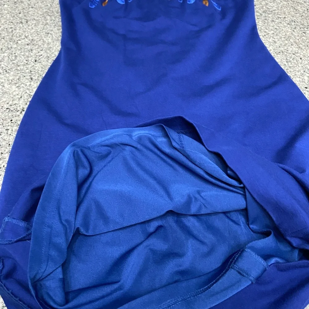 CYNTHIA STEFFE-Womens Blue Sheath Cocktail Dress 4 Floral Embellished Sleeveless - Picture 10 of 15